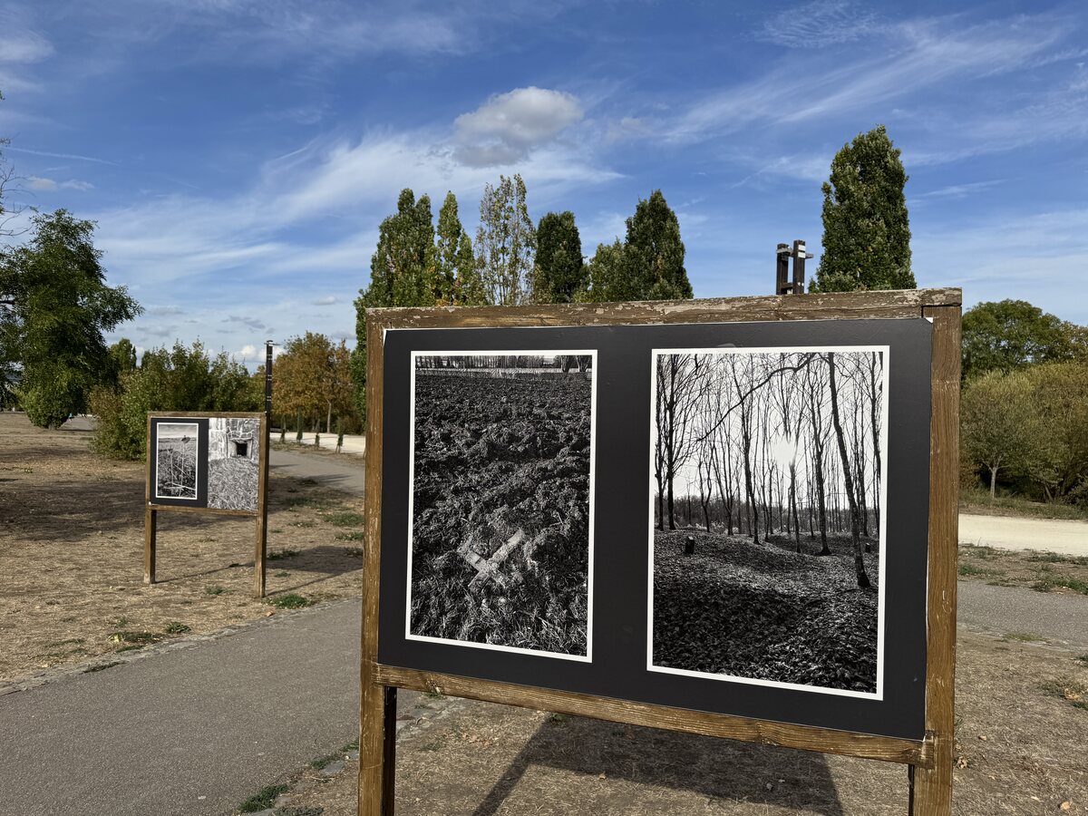 Public découvrant l'exposition Zone Rouge à Metz